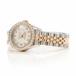 Luxury Moissanite Diamond Two Tone Watch Stainless Steel Iced Bezel Date Display Unisex <b>Wristwatch</b> - Product Image 2