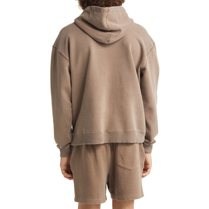 2025 mode meilleure qualité hommes 100% coton Sweat Jogger survêtements ensemble court Logo personnalisé deux pièces à capuche avec Logo pour l'hiver - Product Image 3