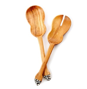 Ensemble de 2 couverts à salade en bois d'acacia faits à la main Ustensiles de cuisine uniques - Product Image 6