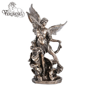 VERONESE DESIGN MASTER PIECE ST MICHAEL RELIGIOUS SMALL SIZE <b>HAND</b>-PAINTED ARTISTIC RESIN Figurine for HOME DECORATION - Product Image 1