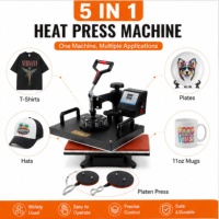 Máquina de Prensa de Calor Multifuncional 5 en 1 de 12x15 y 15x15 Pulgadas para Transferencia de Calor en Tazas y Gorras, Gran Venta