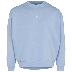 เสื้อกันหนาวแขนยาวผ้าฝ้ายคอตตอนเฟรนช์เทอร์รี่สำหรับผู้ชายเสื้อสวมหัวคอกลมทรงโอเวอร์ไซซ์พร้อมโลโก้ฤดูหนาวผ้าฝ้ายรุ่นพื้นฐานพิมพ์ลายโลโก้ - Product Image 2