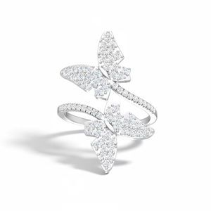Women's 14K Gold & Natural The Double <b>Butterfly</b> Shape Diamond Ring For Wedding Party Anniversary Gift Romantic Celebrations - Product Image 1