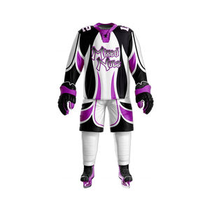 Uniforme de hockey sobre hielo personalizado, conjunto de dos piezas, entrenamiento profesional de alta calidad, 100% poliéster, nombre del equipo con logotipo personalizado para hombres y adultos - Product Image 3