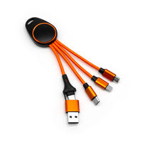 Câble de charge USB Type C double 5 en 1 avec LED, fonction 2A, compatible avec les téléphones mobiles, les banques d'alimentation, les ordinateurs, les montres intelligentes, tressé en PVC