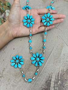 Handmade Sterling Silver Turquoise <b>Necklace</b> Gold Plated with Natural Gemstone December <b>Birthstone</b> Accessory Gift for Her - Product Image 2