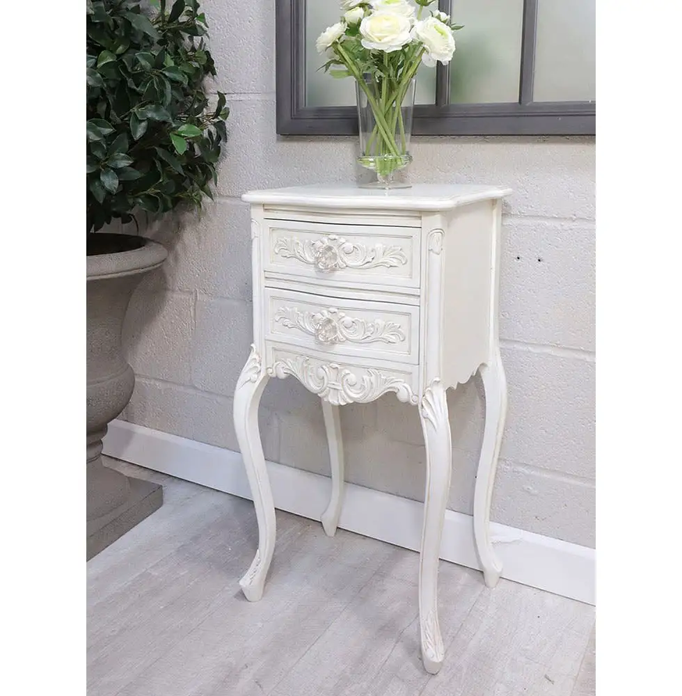 French White Bedside Table Europe Style Bedside Table For Bedroom Furniture