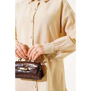 Camisa Básica Manga Globo Beige - Product Image 1