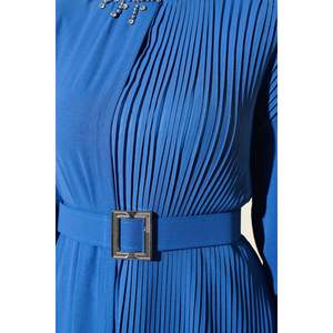 Robe plissée ceinturée Indigo - Product Image 2