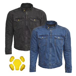 แจ็กเก็ตผ้ายีนส์เสริมเกราะป้องกัน CE สำหรับผู้ชายเสื้อแจ็กเก็ตมอเตอร์ไซค์สีดำ - Product Image 6