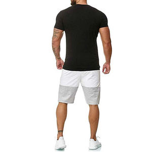Custom Block Color Slim Fitness Casual Blank Men <b>T</b> Shirt and Short Sets Wholesale Cheap Price Summer Wear O Neck Cotton Twin Set - Product Image 2