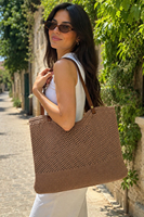 Bolso de Hombro Tejido para Mujer con Correa de Cuero, Bolso Tote Casual Elegante, Bolso de Ganchillo a la Moda, Bolso Tejido para Uso Diario