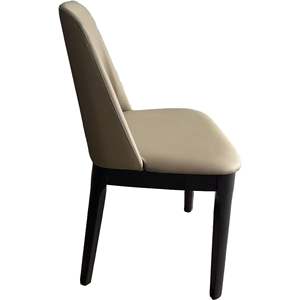 Sillas de Comedor Modernas Tapizadas en Beige (Juego de 2) con Estructura de Madera Oscura y Acabado en Cuero PU - Product Image 1