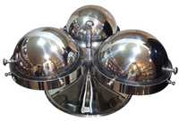 Chauffe-plat rond de luxe en acier inoxydable pour hôtel restaurant traiteur, ensemble de buffet rotatif 3 en 1, chauffe-plats
