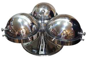 Chauffe-plat rond de luxe en acier inoxydable pour hôtel restaurant traiteur, ensemble de buffet rotatif 3 en 1, chauffe-plats - Product Image 4