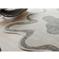 Tapis en laine abstrait gris moderne fait à la main tapis de luxe personnalisé de forme irrégulière tufté à la main pour la décoration de salon Fida Art