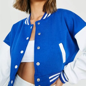 High Quality Custom Logo Varsity Letterman <b>Jacket</b> Fashion Woman Leather <b>Sleeve</b> Baseball <b>Short</b> <b>Jacket</b> Women For Winter season - Product Image 4