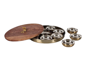 Nouveau service de table au design martelé plaqué argent avec plateau et bol avec couvercle élégant pour cadeau de mariage au prix de gros bon marché - Product Image 3