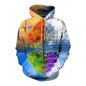 2024 à la mode portant coton Polyester pull pas cher Sublimation impression à capuche vêtements décontractés hiver pull avant poche porter - Product Image 1