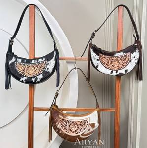 กระเป๋าหนังพระจันทร์ครึ่งดวงสำหรับผู้หญิงกระเป๋าสะพายไหล่ข้างเดียวหนังวัวหรูหรา - Product Image 1