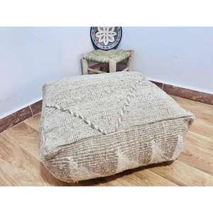 Pouf en cuir marocain fait main, repose-pieds ottoman traditionnel, pouf artisanal, décoration intérieure, siège ottoman bohème pour salon - Product Image 1