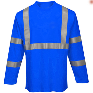 Long Sleeve Round Neck Safety Work Shirt Reflective Workwear Hi Vis <b>Clothing</b> Uniform Men Shirt High Visibility <b>Fluorescent</b> Red - Product Image 3