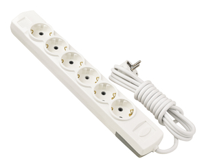 6 Way Schuko 6 Outlets <b>Extension</b> <b>Socket</b> Grounded ABS Material 3x1mm Cable 2m 16A 250V Konza Made in Turkey - Product Image 1