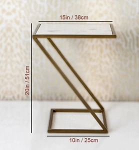 Fournisseur de meubles de luxe, table basse en marbre blanc, présentoir en forme de Z, plaques dorées, table en métal pour salon - Product Image 3