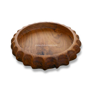 Bols ronds en bois faits à la main, bols de service en bois, nouveau Style de bol de service en bois pour les salades de Fruits - Product Image 1