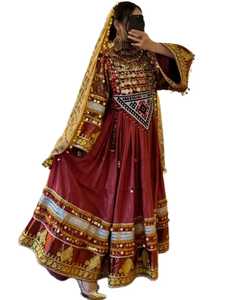 Vestido afgano de baile Banjara de encaje de terciopelo puro de alta calidad para adultos mangas largas bordado completo Casual sólido Vintage fiesta - Product Image 4