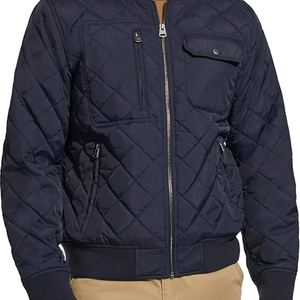 Chaquetas informales personalizadas de Otoño/Invierno de alta calidad para hombre, chaquetas de bombardero de color sólido para hombre al por mayor - Product Image 5
