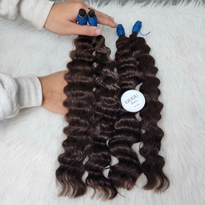 Extensions de cheveux vierges vietnamiens 100% de qualité supérieure, prix de gros, vague profonde, couleur brune, cheveux en vrac, 22 pouces, double trame - Product Image 1