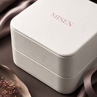Coffret d'emballage carré personnalisé MISEN en cuir PU blanc avec couvercles pour bagues, colliers, bracelets et joncs, avec logo, vente en gros