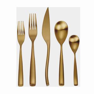 Logo De Luxe Royal Look Foncé Rose Plaqué Or Ustensiles De Cuisine Collections Cuillère Fourchette Et Couteau Long Manche Rond Ensemble De Couverts - Product Image 6