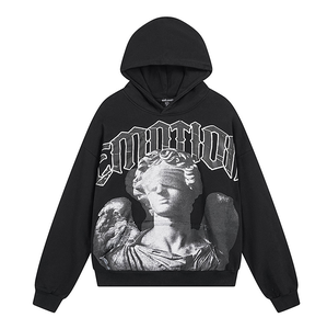 Sweat à capuche Y2K surdimensionné en coton 100% imperméable de haute qualité, tissu éponge épais, fermeture éclair unie, vente chaude, OEM - Product Image 3