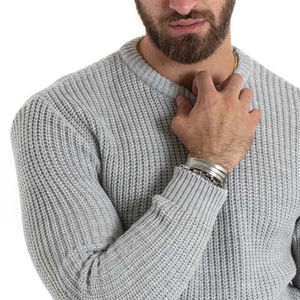 Pull en maille côtelée pour homme OEM, vente en gros, tissu doux, livraison rapide, pull moderne à blocs de couleur pour homme, fournisseur OEM - Product Image 4