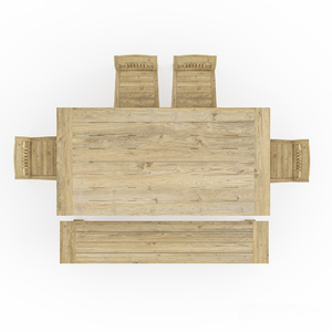 Ensemble de salle à manger d'extérieur moderne en teck recyclé, banc et 4 chaises, résistant aux intempéries, écologique, mobilier de jardin, ensemble de table à manger - Product Image 4