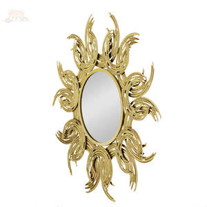 Premium <b>Decorative</b> Metal <b>Wall</b> <b>Mirror</b> With Detailed Work Handcrafted for Home and Hotel Decor Gold Plated <b>Mirror</b> Bulk From India - Product Image 4