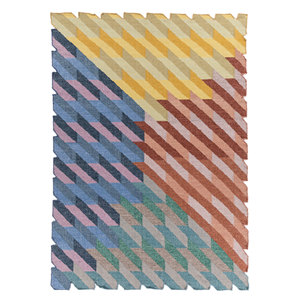 พรมลายเรขาคณิตสีแดงและสีส้ม ทอแบบแบน ทำจากขนสัตว์และใยวิสโคส รุ่น Adwv-13086 สำหรับใช้ในบ้าน - Product Image 1