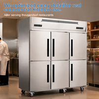 Réfrigérateur commercial pour cuisine, 6 portes, vertical, en acier inoxydable, OEM ODM pour restaurant, hôtel, restauration