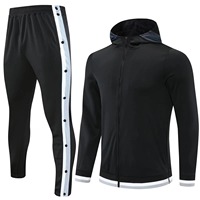 Ensemble survêtement personnalisé avec logo, taille européenne, polyester, sweat-shirt à capuche et jogging à fermeture éclair intégrale pour l'entraînement au basketball et au football
