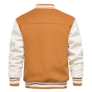 Vestes de baseball varsity pour hommes de haute qualité, personnalisées avec des couleurs et un logo sur le devant en toile - Product Image 3