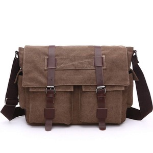 Men's Luxury Exquisite Canvas Messenger <b>Bag</b> Vintage Style Leather Sling <b>Bag</b> with Letter Decoration CLB-0019 - Product Image 1
