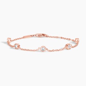 Pulsera con Bisel de Diamantes Cultivados en Laboratorio, 0.45 Quilates, Oro Rosa de 10K, Certificado IGI, Joyería Fina Minimalista para Mujer, Regalo de Boda - Product Image 1