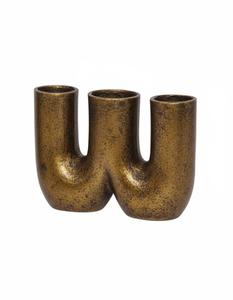 Jarrón de Flores en Forma de W de Latón Antiguo, Centro de Mesa Decorativo de Metal, Jarrón de Metal de Tubo Triple de Latón Antiguo Nórdico, Decoración del Hogar - Product Image 2