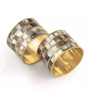 Luxurious <b>Heart</b> <b>Shape</b> Table Decorative Napkin Ring High Quality Metal Mother Of Pearl Napkin Ring Ramadan Decorated Napkin Ring - Product Image 4