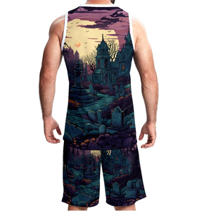 Ensemble de maillots de basket-ball d'équipe personnalisés et respirants vêtements de sport en polyester à séchage rapide avec numéros imprimés sans manches - Product Image 2