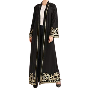 Vente en gros de robes musulmanes pour femmes, dernière mode EID, abaya modeste de Dubaï, grande taille, haute qualité, brodée, manches longues légères - Product Image 1