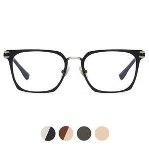 Armazones de Anteojos Modernos y de Lujo para Hombre, Anti Luz Azul, Negros y Grises, Cuadrados, de Acero Inoxidable con Bisagras Flexibles - Product Image 4
