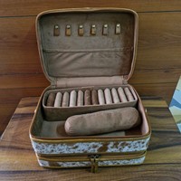 Haute qualité concepteur usiné à la main en cuir véritable sac de maquillage en forme de carré étui femmes boîte à bijoux Style occidental organisateur de voyage